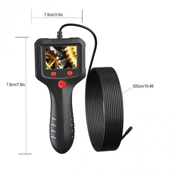 Borescope Endoscope Inspection Camera With 8 Led Lights, Handheld Sewer Endoscope Camera Screen Borescope Portable Snake Camera With 16.4FT